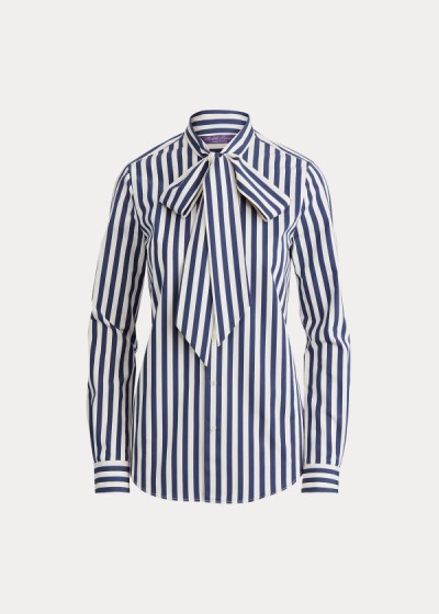 Camisa Ralph Lauren Mujer Azul Marino / Blancos - Alejandra Striped - KRWZI2815